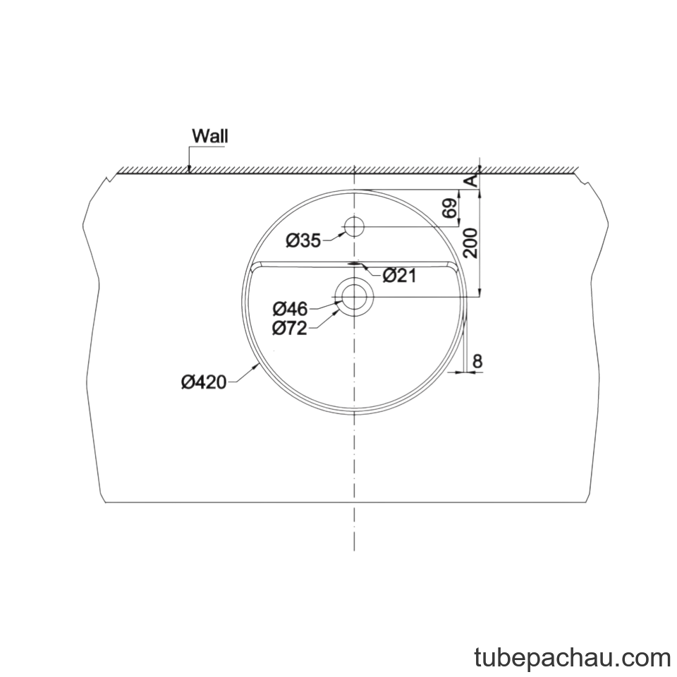 Chậu Lavabo Sứ Đặt Bàn Sapporo 420 Hafele 588.79.031