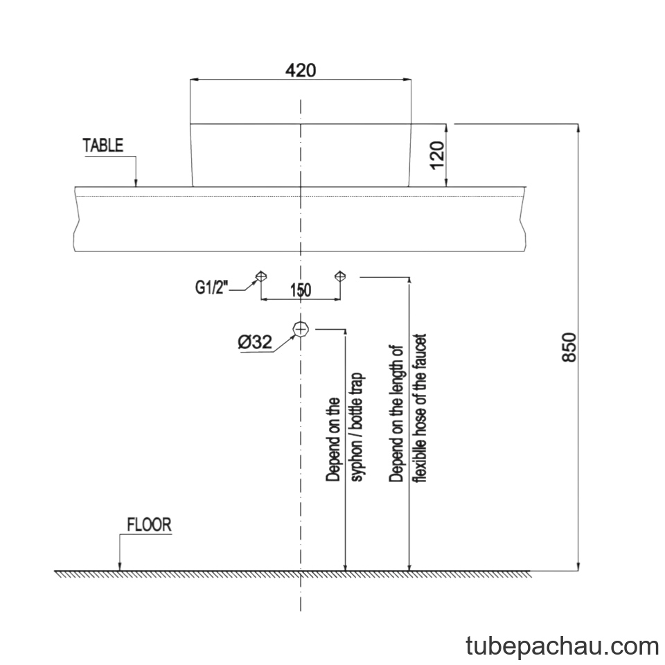 Chậu Lavabo Sứ Đặt Bàn Sapporo 420 Hafele 588.79.031
