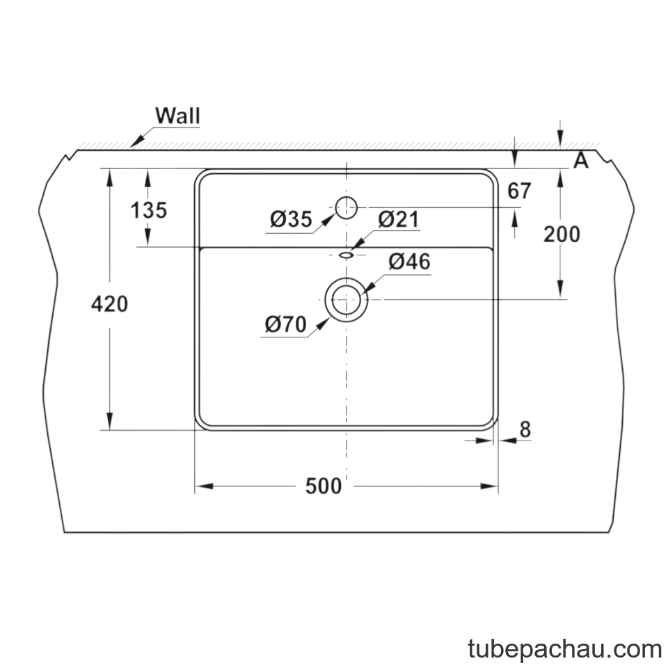 Chậu Lavabo Sứ Đặt Bàn Sapporo 500 Hafele 588.79.032