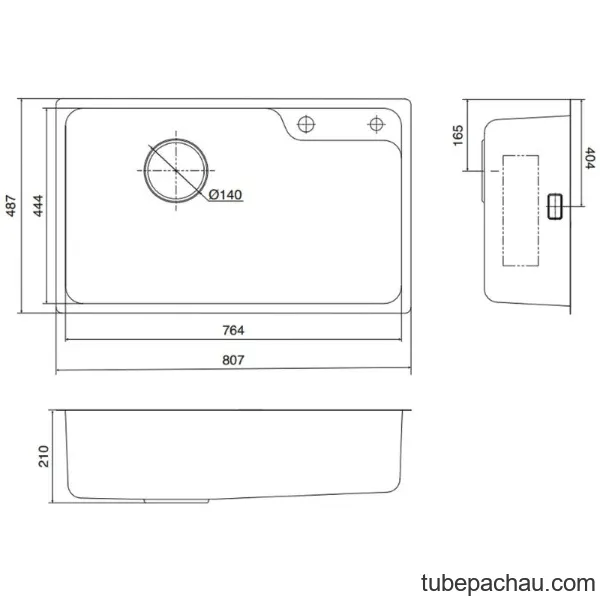 Chậu rửa bát 1 hố Kluger KF8131FS-S80