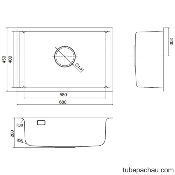 Chậu rửa bát 1 hố Kluger KU8121B-S68