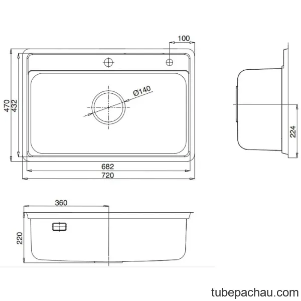 Chậu rửa bát 1 hố Kluger KW8101FS-S72