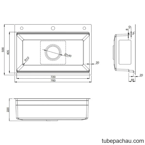 Chậu rửa bát 1 hố Kluger KWU8161FB-S76 Plus
