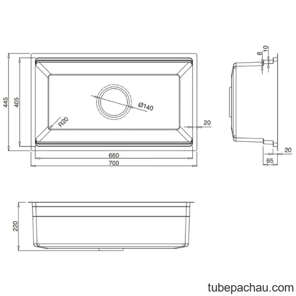 Chậu rửa bát 1 hố Kluger KWU8161FS-S70