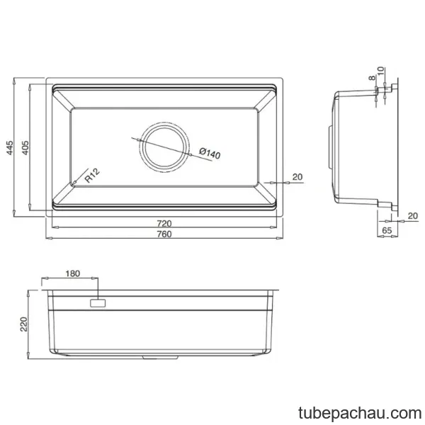 Chậu rửa bát 1 hố Kluger KWU8161FB-S76