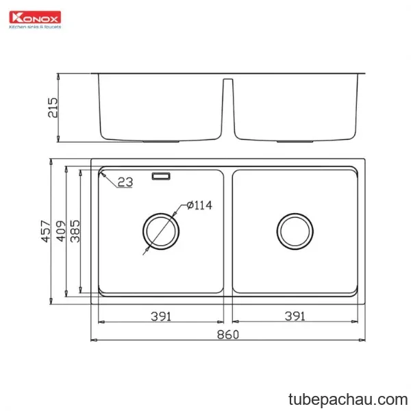 Chậu rửa bát chống xước Konox KN8646DU Dekor