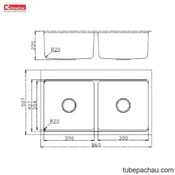 Chậu rửa bát chống xước Konox KN8651TD Dekor Basic