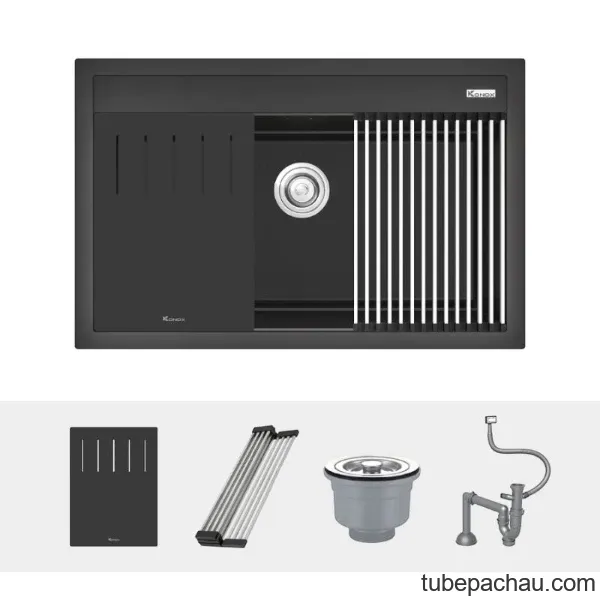 Chậu rửa bát đá 1 hố Konox Terra 790S Black