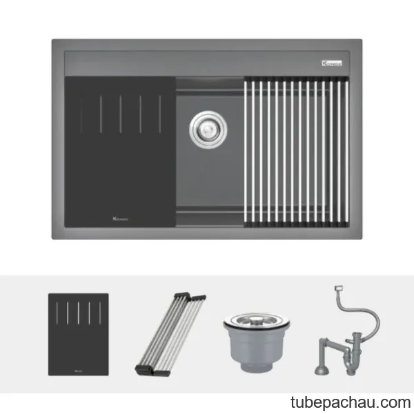 Chậu rửa bát đá 1 hố Konox Terra 790S Grey