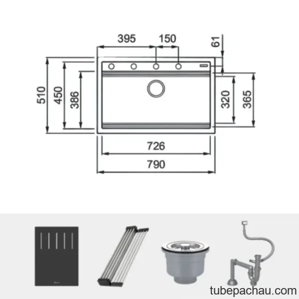 Chậu rửa bát đá 1 hố Konox Terra 790S