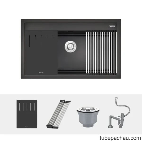 Chậu rửa bát đá 1 hố Konox Terra 860S Black