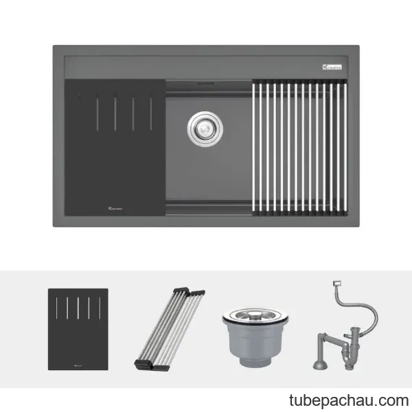 Chậu rửa bát đá 1 hố Konox Terra 860S Grey