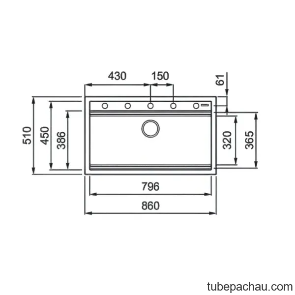 Chậu rửa bát đá 1 hố Konox Terra 860S Grey