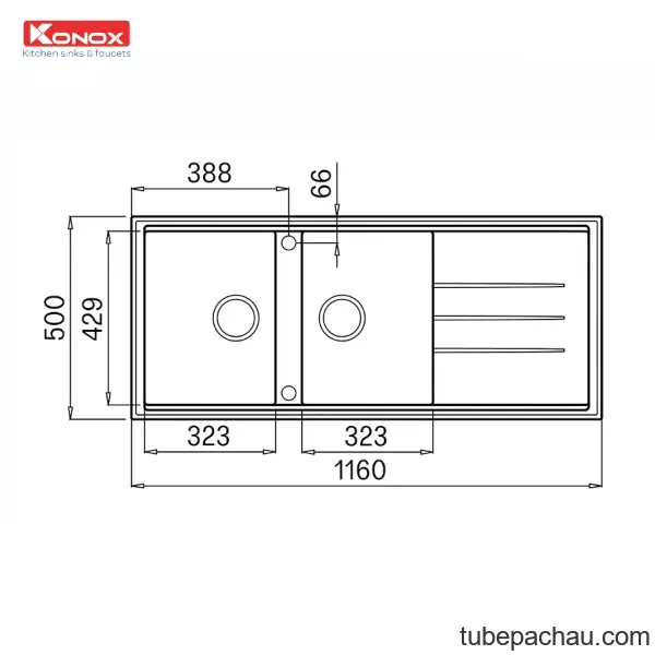 Chậu rửa bát đá Konox Phoenix 1160 White Silver
