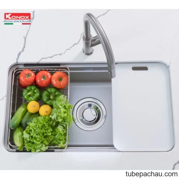 Chậu rửa bát inox 1 hố Konox KN8347SU Dekor