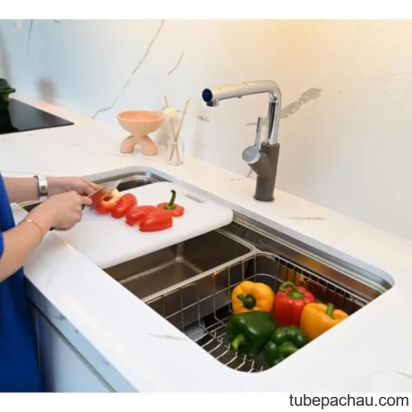 Chậu rửa bát inox 1 hố Konox KN8347SU Dekor