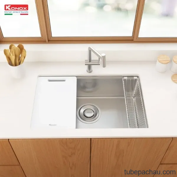 Chậu rửa bát inox 1 hố Konox TARI 7648SR