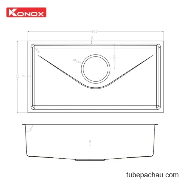 Chậu rửa bát inox 1 hố Konox TARI 800SM