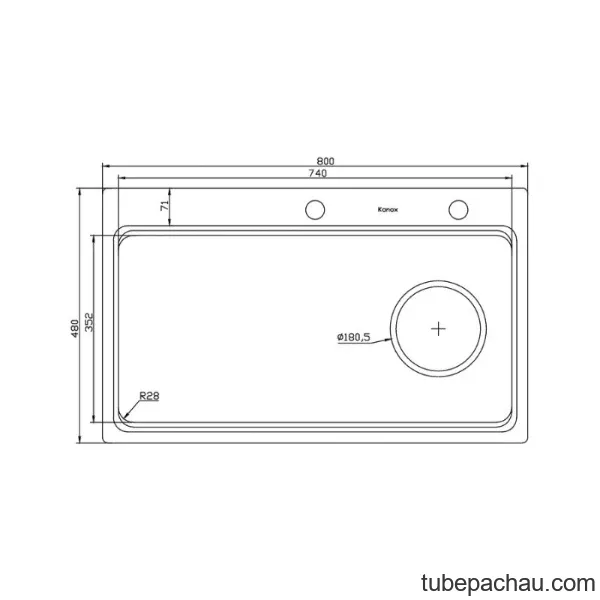 Chậu rửa bát inox 1 hố Konox Workstation Sink KN8048TS Dekor