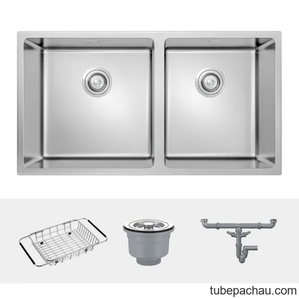 Chậu rửa bát inox 2 hố Konox Cube 8144DU
