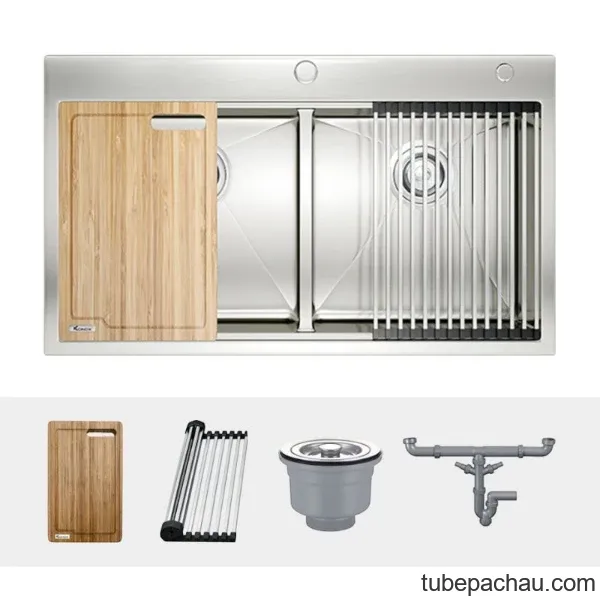 Chậu rửa bát inox 2 hố Konox KN8850TD