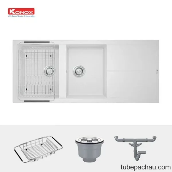 Chậu rửa bát Konox Granite Sink Livello Smart 1160 - White Silver