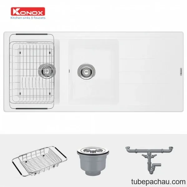Chậu rửa bát Konox Granite Sink Phoenix 1160 - White Silver