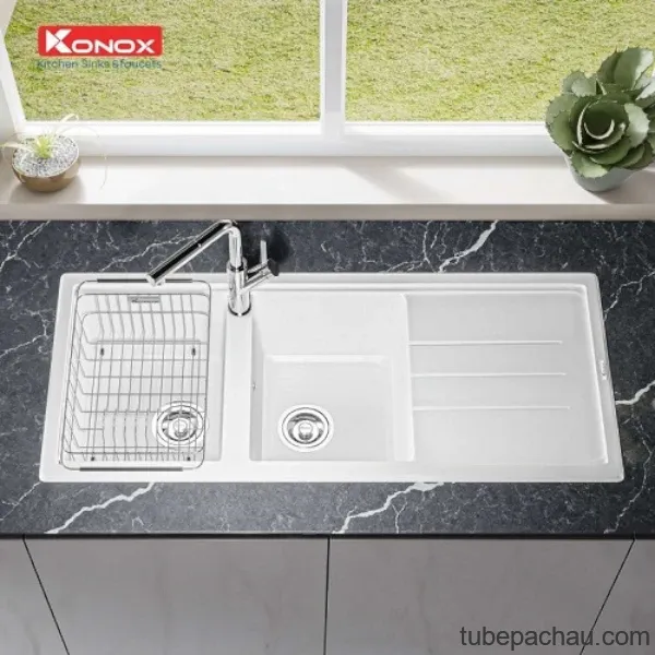 Chậu rửa bát Konox Granite Sink Phoenix 1160 - White Silver