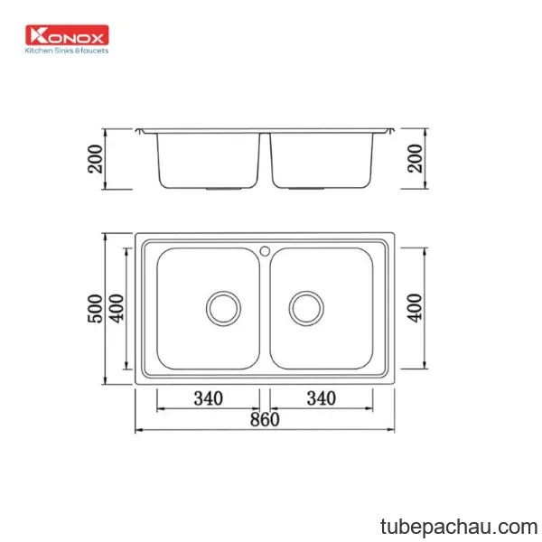 Chậu rửa bát Konox Premium KS8650 2B