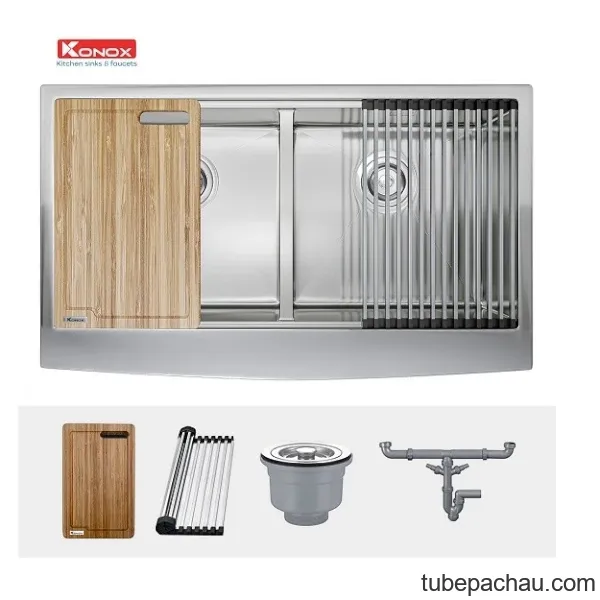 Chậu rửa bát Konox Workstation - Apron Sink KN8751DA Curve