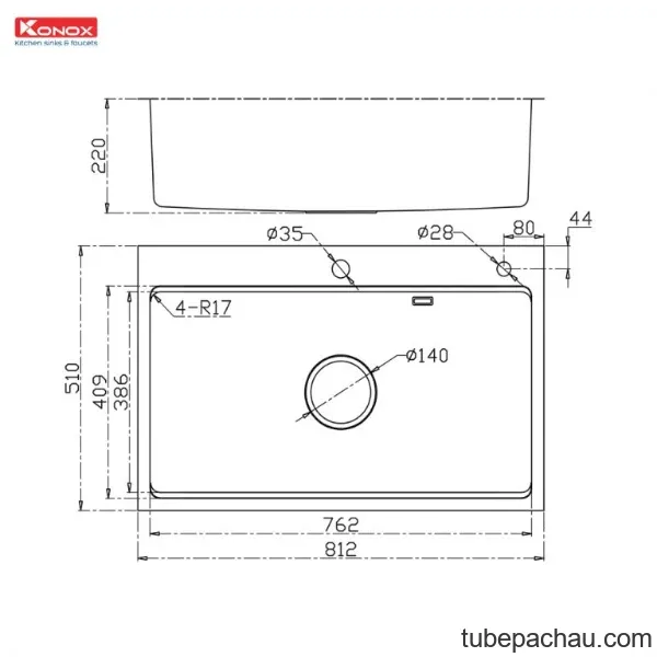 Chậu rửa bát Konox Workstation Sink – Topmount Sink KN8151TS Dekor