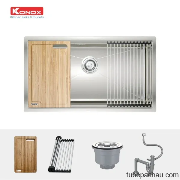 Chậu rửa bát Konox Workstation - Undermount Sink KN8046SU (Full phụ kiện)