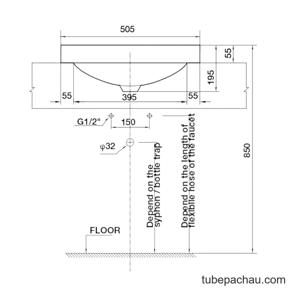 Chậu Rửa Mặt Lavabo Vành Nổi Hafele 588.44.042