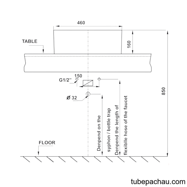 Chậu Sứ Đặt Bàn Sapporo 460 Hafele 588.79.002