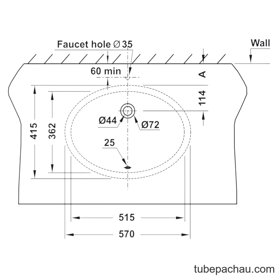 Chậu Sứ Lavabo Âm Bàn Sapporo 570 Hafele 588.79.015