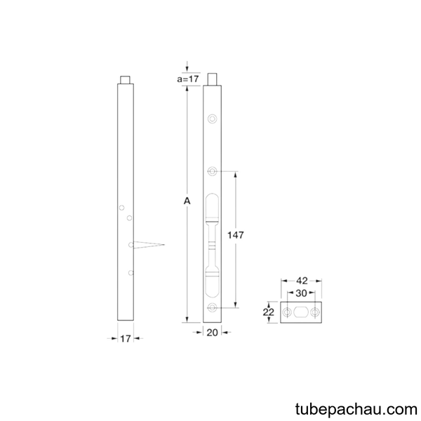 Chốt Cửa Âm 305mm Hafele 489.71.461