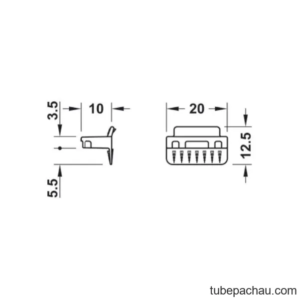 Đầu nối mặt sau lắp vào rãnh Hafele 260.09.560