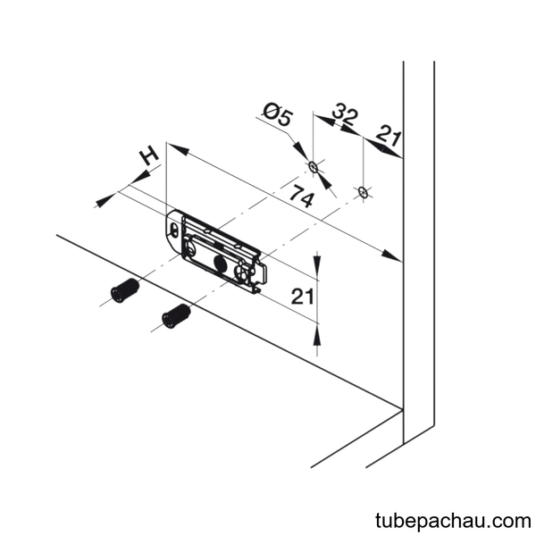 Đế Bản Lề Chữ I Lắp Với Tắc Kê Hafele 334.90.020
