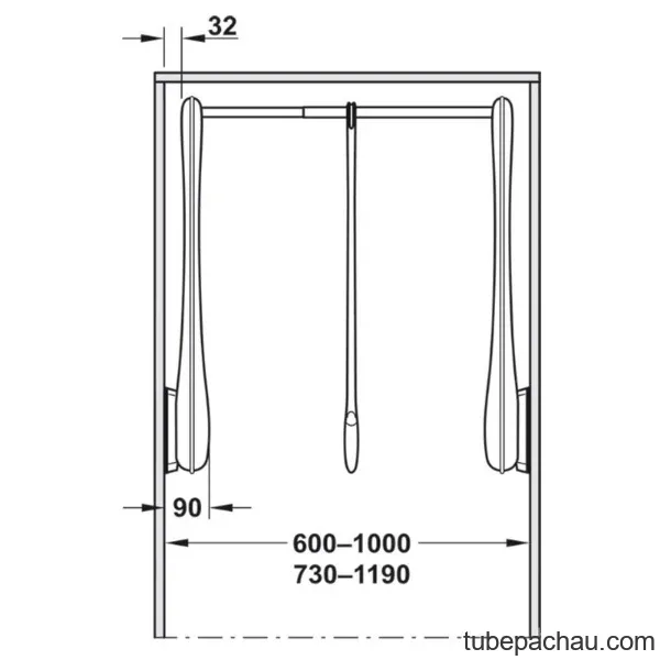 Giá treo quần áo nâng hạ tải trọng 12kg Hafele 805.21.500