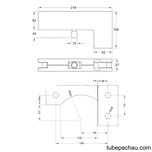 Kẹp Kính Chữ L Inox Mờ Hafele 981.50.040
