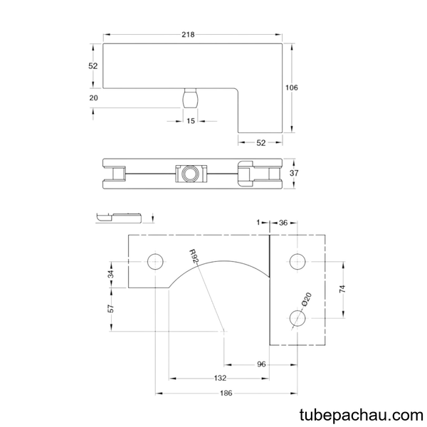 Kẹp Kính Chữ L Màu Đen 120Kg Hafele 981.00.664