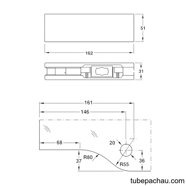Kẹp Kính Dưới 80Kg Hafele 981.00.013