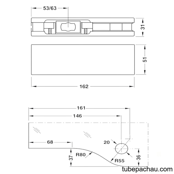 Kẹp Kính Dưới Inox Bóng Hafele 981.00.001