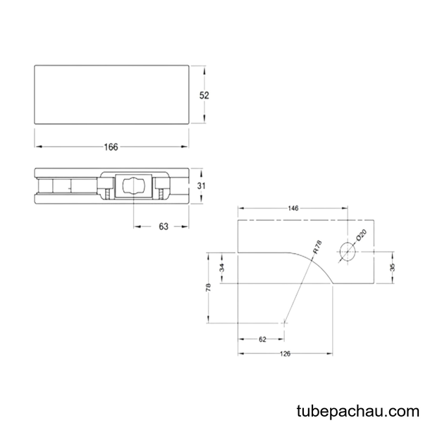 Kẹp Kính Dưới Inox Bóng Hafele 981.00.654