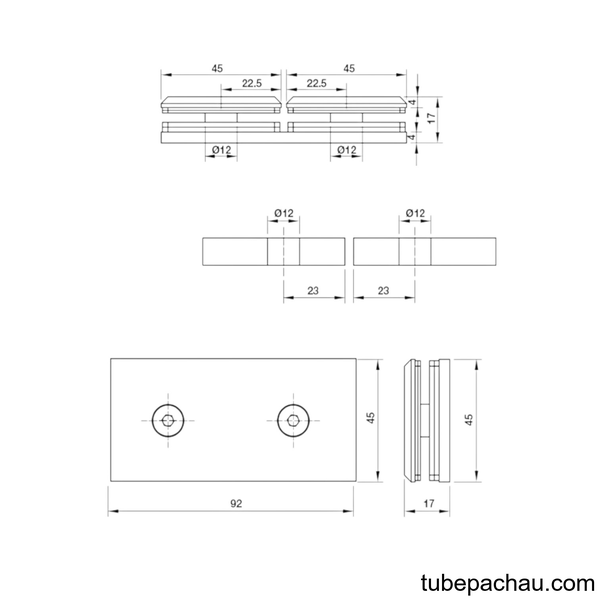 Kẹp Kính Phòng Tắm 180º Hafele 981.77.912