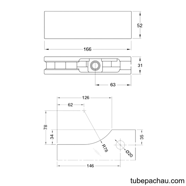 Kẹp Kính Trên 80Kg Hafele 981.00.003