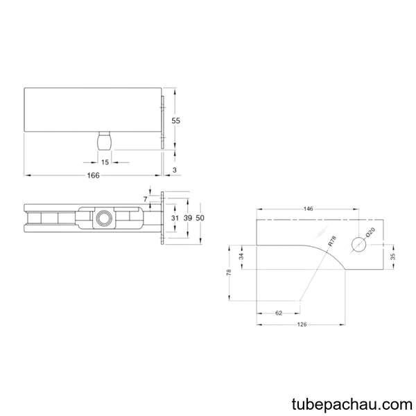 Kẹp Kính Trên Khung Gắn Tường Inox Mờ Hafele 981.50.050