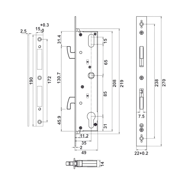 Khóa Điện Tử Cửa Nhôm Trượt DL6600 Hafele 912.20.144