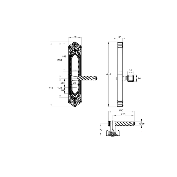Khóa Điện Tử EL10K Màu Đồng Mờ Cổ Hafele 912.05.314