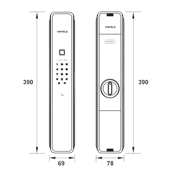 Khóa Điện Tử PP9000 Hafele 912.20.289